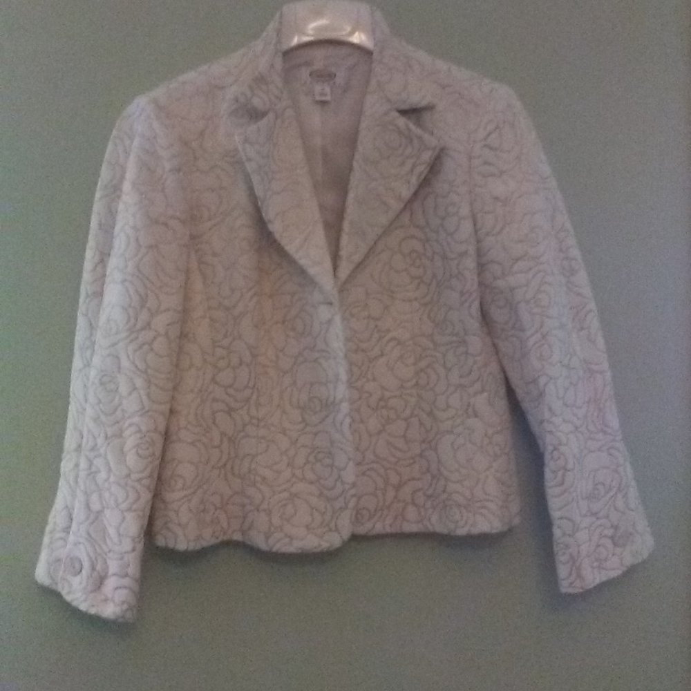 Talbots Petite Cream / Ivory Floral Jacket